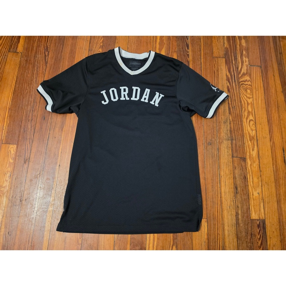 Jordan Brand 23 Basketball Mesh Jersey T-Shirt Black White Mens Large V-Neck